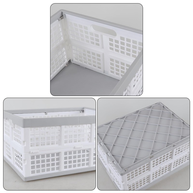 Wakikini 30 L Plastic Rectangular Collapsible Crates, 3 Pack Folding