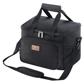 Lifewit Large Lunch Bag Insulated Lunch Box Soft Cooler Cooling Tote, 15L - Black