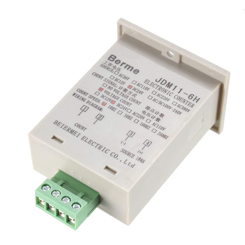 uxcell JDM11-6H Resettable 0-999999 LED Display Panel Digital Counter DC