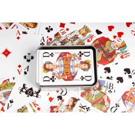Doppelkopf Playing Cards Made of 100% Plastic, *Premium* (Plastic +) French, Waterproof (Seniors + Metal Tin)