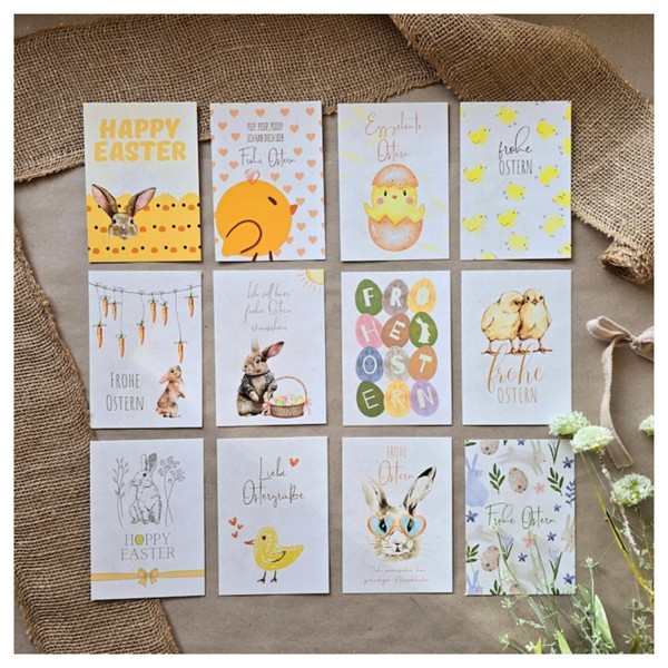 Geschenkhaltig Easter Cards Set of 12, Card Set for Easter,