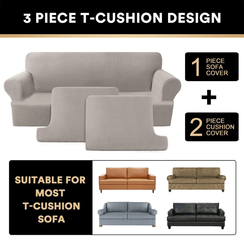 PrinceDeco T Cushion Loveseat Slipcover 3 Pieces Sofa Covers for
