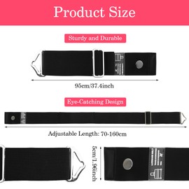 2-in-1 Travel Belt for Luggage Straps Over Handle for Add a Bag, Adjustable Travel Luggage Belt Strap with Alloy Buckle Elastic Belt for Carry On Bag, Suitcase Strap Travel Accessories(Black)
