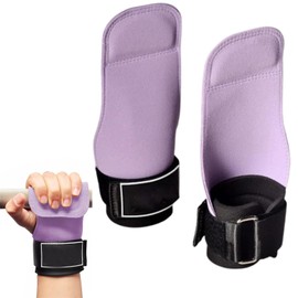 Ptenzor Adjustable Light Purple Weightlifting Wrist Straps, Cowhide & Neoprene Padded Grip for Deadlifts, Powerlifting, Pull Ups