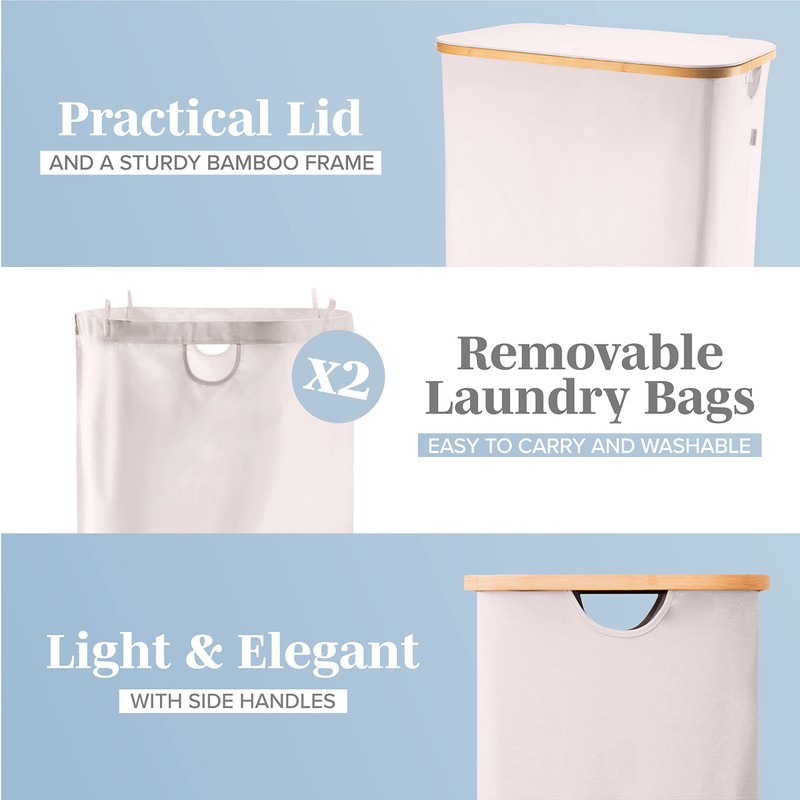 LONBET Laundry Basket with Lid, Made from Breathable Fabric |