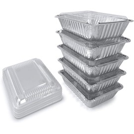 Aluminum Pans with Clear Dome Lids – 50 Pack, 2.25LB Capacity | 8.5” x 6” Heavy-Duty Disposable Foil Pans for Baking, Cooking, Meal Prep, Storage & Reheating