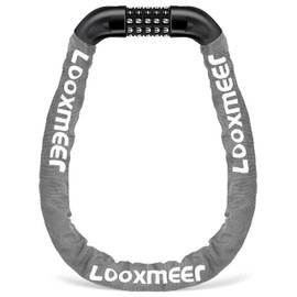 Looxmeer Bike Lock Heavy Duty (12 Colors), 90cm 5-Digit Combination Bicycle Chain Lock High Security, Resettable 100,000 Codes Cycling Lock for Bicycle, Motorcycle, Scooter, Door, Gate Fence