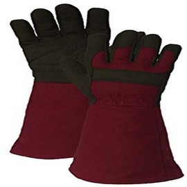 Comfort Pro Synthetic Leather Gauntlet Gardening Gloves, Burgundy/Green, X-Large