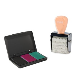 Trodat Creative Mini Stamp Set Decorative Strips for Creative Design - 12 Imprints, German, Creative Stamp in Pastel Cream Including Ink Pad in Pink, Black, Green, 30 x 5 mm