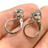LEOPRA Blue Topaz Silver Plated Leverback Earrings 6MM Blue Dangle