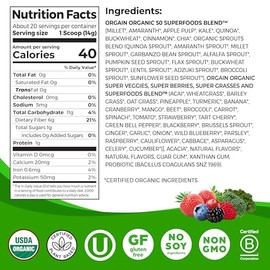 Orgain Organic Superfoods Powder, Berry, Vegan, Gluten Free, Non-GMO, 0.62 Pound, 1 Count, Packaging May Vary