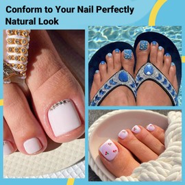 Wide Long Fake Toenails, SINOKAME Clear Press on Toenails for Women with Nail Glue Kit, Paintable Toe Nail Press Ons 240Pcs 12 Sizes Up to 10 Pedicures