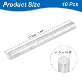 uxcell 10Pcs Zinc Rod, 99.995% High Purity Solid Zinc Bar 3/8"(10mm) Dia 4"(100mm) Length Zinc Metal Rod Anode Good Conductivity for Scientific Experiment Research DIY Craft