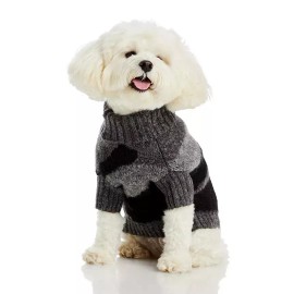 Aqua L131202 Dogs Grey Pet Camo Dog Knit Sweater Size XS