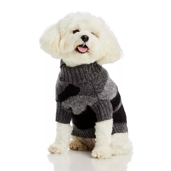Aqua L131202 Dogs Grey Pet Camo Dog Knit Sweater Size