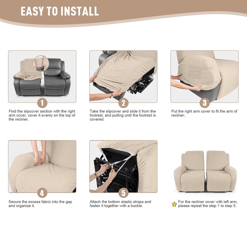 KinCam Recliner Covers, Stretch Reclining Chair Covers, Recliner Sofa Slipcovers