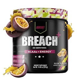 Redcon1 Breach Energy (30 porciones) BCAA con extracto de café verde, relación BCAA 211, aumento de la recuperación, energía de amino, fuerza y apoyo 