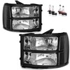 KarSpareHub Headlights W/Bulbs for 2007-2013 GMC Sierra 1500, Compatible with