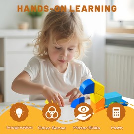 Pairez Toys Magnetic Building Blocks Set, Large 1.65 inch Cubes & Multiple Shapes, Montessori Stacking Toys for Preschool Learning & Sensory Play, Magnetic Toys for Toddlers 1 2 3 Years Old(15PCS)