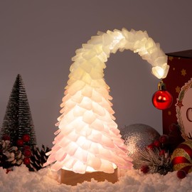 Crooked Sea Glass Christmas Tree with LED Lights - Handcrafted Whimsical Mini Christmas Tree, Ideal for Christmas, New Year, Coastal Holiday Decor & Gifts, Versatile Home Decor (Purple Gradient Color)