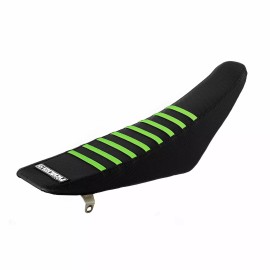 Kawasaki 2006-2008 Kawasaki KXF 250 Ribbed Seat Cover ALL BLACK / GREEN RIBS - #57