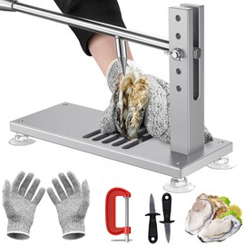 ZeroPone Oyster Clam Opener Machine Adjustable Oyster Shucker Machine Shucker Tool Set Including Knives, Glove and G-Clip, Seafood Tools for Hotel Family Buffet