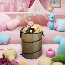 Leinoupt:Collapsible Trash can/Folding Garbage Cans,Portable Trash can,Pop Up Trash Can,for Camping Garbage Can Collapsible,Clothes and Toys Recycle bin (BrownColor)