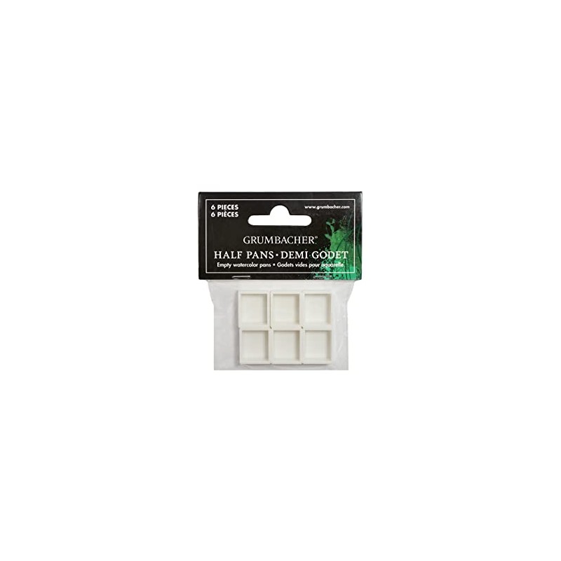 Grumbacher Empty Half, 6/Pack Watercolor Pan, White