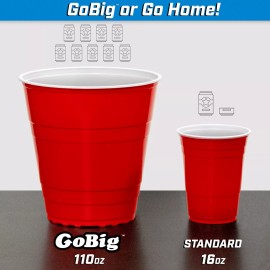 GoPong GoBig 110oz Giant Red Party Cups 24 PACK with 4 XL 3" Pong Balls