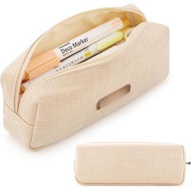 Small Pencil Case Student Pencil Pouch  Pouch  Bag Office Stationery Organizer For Teen School-Beige - Color: grey
