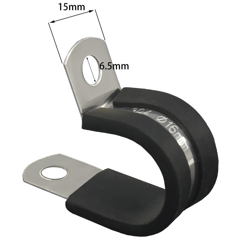 20 PCS Stainless Steel Rubber Cushioned R Shape Clamps,Cable Mounting