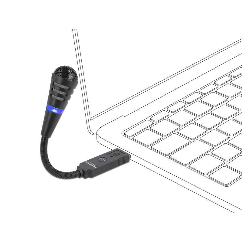 DeLOCK USB Mikrofon mit Schwanenhals und Touch Mute Button für