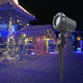 MHAZDZE LED Projektionslampe, IP65 wasserdicht, mit Fernbedienung, Outdoor Gartenprojektor, geeignet für den Außenbereich, Wanddekoration, Weihnachten, Partylicht