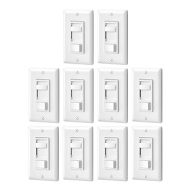 DEWENWILS Dimmer Switch for LED Lights, 600W Incandescent/Halogen and 150W CFL/LED, Single-Pole or 3-Way Dimmer Light Switch, ETL ＆ cUL Listed, White, 10 Packs