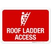 Roof Ladder Access with Man Climbing Picture Sign, 10x7 Inches,