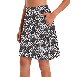 Jhsnjnr Women's Sports Skorts Knee Length Tennis Skirt Built-in Shorts Golf Skort with Pockets