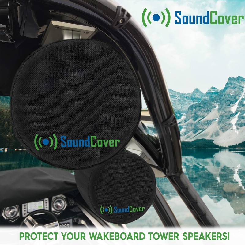 Black Waterproof 600D Marine Wake Tower Speaker Covers – Large