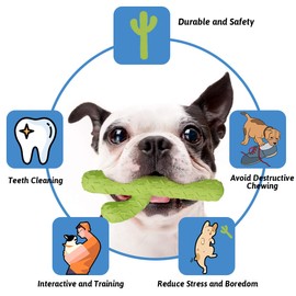 MewaJump Dog Chew Toys, Durable Rubber Dog Toys for Aggressive Chewers, Cactus Tough Toys for Training and Cleaning Teeth, Interactive Dog Toys for Medium/Large Dog