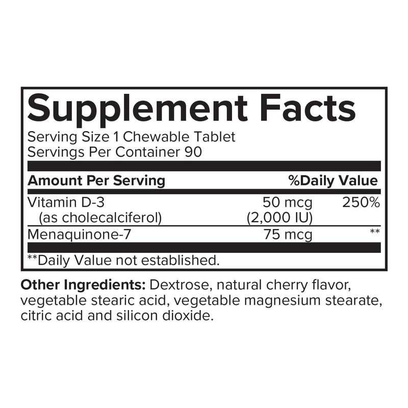 Portions Master Vitamin D-3 50mcg 2000 IU + K-2 75mcg