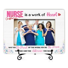 QUDNCR Nurse Wooden Picture Frame Gifts, Nurse Is A Work Of Heart Photo Frame, Nurses Week Gifts, 4x6 Inch Photo Frame For Home Office -28