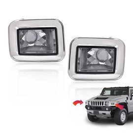 CHEDA Front Clear Chrome Parking Signal Light Set Compatible with 2003-2008 H2 Hummer/2005-2008 H2 SUT(smoke)