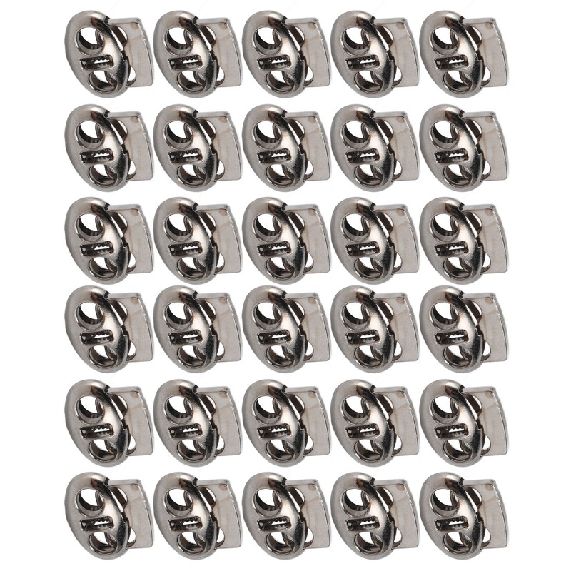30pcs Metal Cord Lock End Toggle Double Hole Spring Stopper