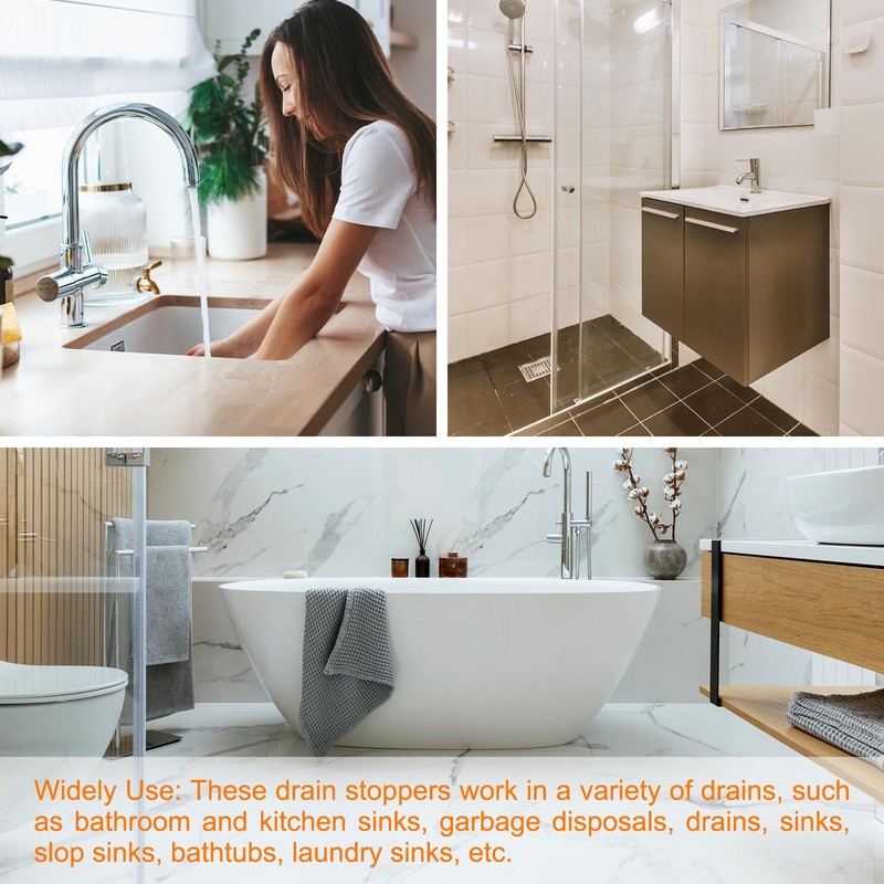 sourcing map 2Pcs Rubber Drain Stopper with Chain and Hanging