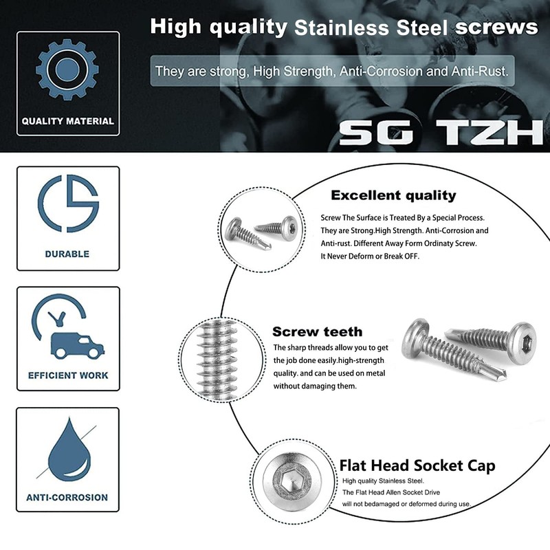 SG TZH 12 x 1" Stainless Steel Flat Head Socket