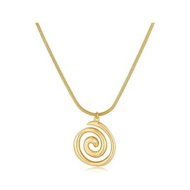 Zurlcdye Spiral Necklace for Women Summer Gold Statement Beach Necklace Beach Outfit Vacation Jewelry Summer Vocation Gifts, Large, Zinc, No Gemstone