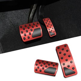 Wedcool 2PCS Brake Foot Pedals, Aluminum Brake Kits, Foot Pedal Pad Replacement, Non-Slip Car Pedal Covers, Auto Aluminum Pedal Covers Accessories, Car Accelerator Proctection Covers for Jeep (Red)