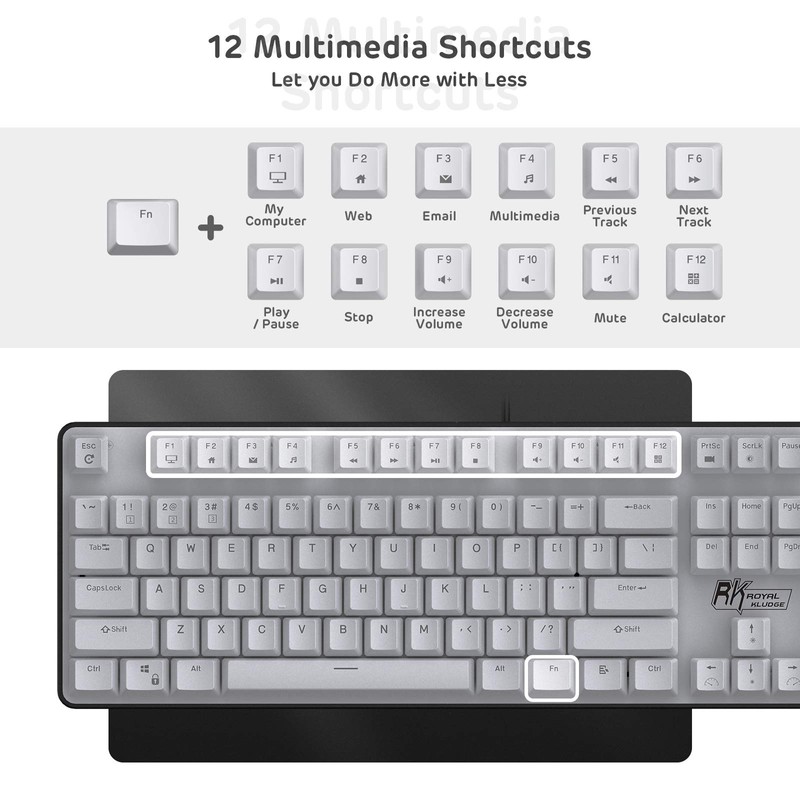 RK ROYAL KLUDGE RK920 Full Size Mechanical Keyboard, Rainbow Backlit