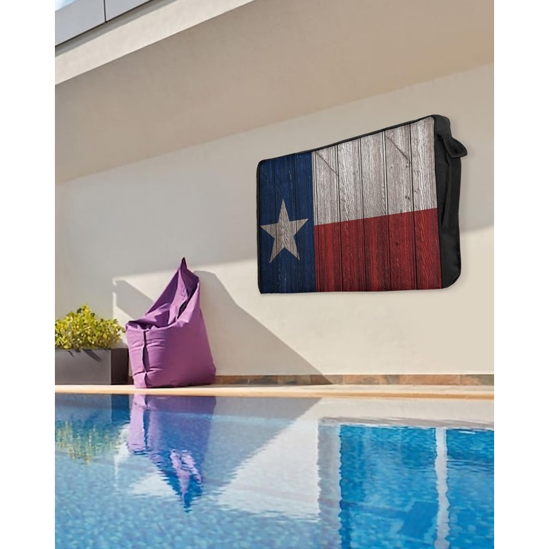 Outdoor TV Cover - Vintage Wood Texas Flag Waterproof and