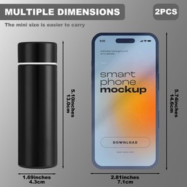 2 Pcs Mini Water Bottle, Small Thermos Flasks for Handbag, Compact Insulated Stainless Steel Travel Drink Bottle, Leakproof Small Water Bottle with Double Wall Vacuum Design