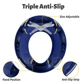 Beavtaens Toddler Toilet Seat, Hangable Potty Seat with Sturdy Handles, Built in Splash Guard for Easy Cleaning, Toilet Seat for Toddlers for Kids of All Ages (Blue)